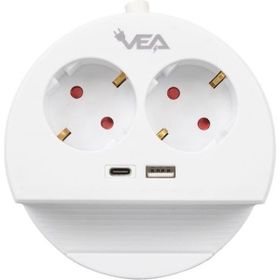 Vea VE- G1102C 2'li USB+ Type-C Girişli Anahtarlı 1.5 mt Grup Priz