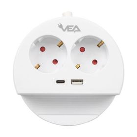 Vea VE- G1102C 2'li USB+ Type-C Girişli Anahtarlı 1.5 mt Grup Priz