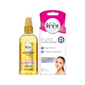 Veet 100 ml Mucizevi Yağ Çok Amaçlı Nemlendirici + Veet Pure Hipoalerjenik 20'li Yüz Ağda Bandı