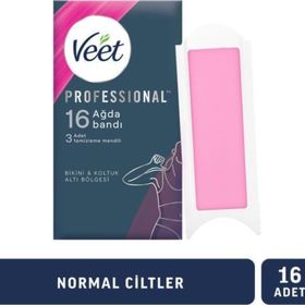 Veet 16 Adet Professional Bikini ve Koltukaltı Bölgesi Normal Ciltler Sir Ağda Bandı