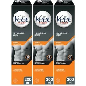 Veet 200 ml 3 Adet Normal Ciltler Erkeklere Özel Tüy Dökücü Krem