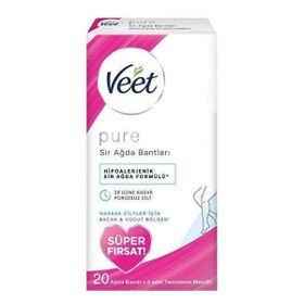Veet Bacak Vücut Bölgesi Hassas Ciltler 20'li Pure Ağda Bandı