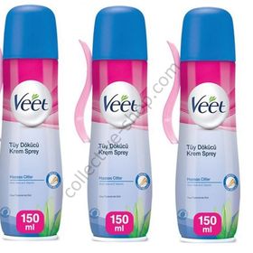 Veet Hassas Ciltler 3x150 ml Tüy Dökücü Krem Sprey