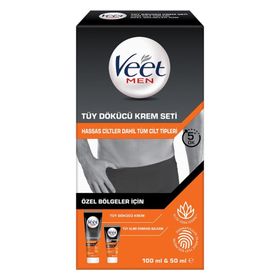 Veet Men 100 + 50 ml Özel Bölgeler ve Tüm Cilt Tipleri için Tüy Dökücü Krem Seti