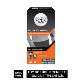 Veet Men 100&50 ml Özel Bölgeler İçin Tüy Dökücü Krem Seti+ Veet Men 150 ml Duşta Tüy Dökücü Krem