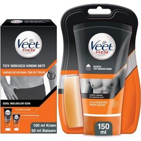 Veet Men 100&50 ml Özel Bölgeler İçin Tüy Dökücü Krem Seti+ Veet Men 150 ml Duşta Tüy Dökücü Krem