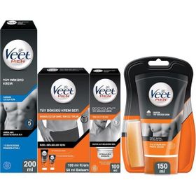 Veet Men 100&50 ml Özel Bölgeler İçin Tüy Dökücü Krem Seti+ Veet Men 200 ml Duşta Tüy Dökücü Krem