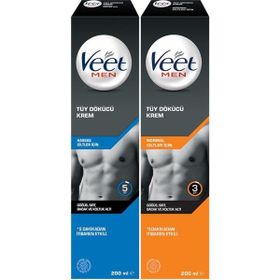 Veet Men 200 ml Hassas Ciltler Erkeklere Özel Tüy Dökücü Krem + 200 ml Normal Ciltler Tüy Dökücü Krem