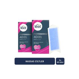 Veet Professional 2x40 Adet Hassas Ciltler için Ağda Bandı