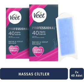 Veet Professional 2x40 Adet Hassas Ciltler için Ağda Bandı