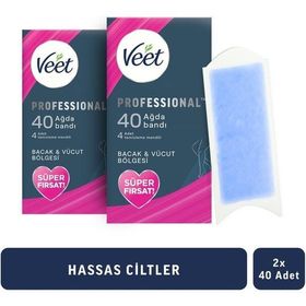 Veet Professional 2x40 Adet Hassas Ciltler için Ağda Bandı