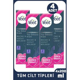 Veet Professional Tüm Ciltler 4x200 ml Tüy Dökücü Krem