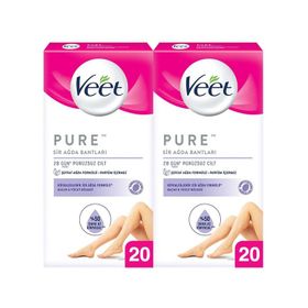 Veet Pure Bandı Bacak ve Vücut Bölgesi 2x20 Adet Sir Ağda