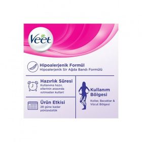 Veet Pure Hipoalerjenik Yüz Bölgesi Özel Hassas Ciltler için 20'li Sir Ağda Bandı