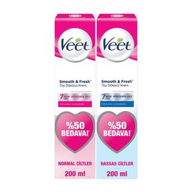 Veet Süper Fırsat Paketi Bacak ve Vücut Bölgesi Normal Ciltler 2x200 ml Tüy Dökücü Krem