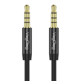 Veggieg 1 mt 3.5 mm Jack TRRS Hi-Fi Örgülü AUX Mikrofon ve Ses Kablosu