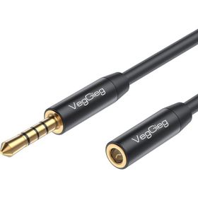 Veggieg 1 mt 3.5 mm TRSS AUX Kulaklık Mikrofon Ses Uzatma Kablosu