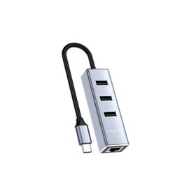 Veggieg 100 MBPS USB Type-C to RJ45 Ethernet LAN Çevirici ve 3 Portlu Çoklayıcı Adaptör USB 2.0 Hub