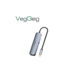 Veggieg 100W Type-C PD 5 Portlu 4K 60 Hz HDMI Gigabit Ethernet USB 3.0 Çoklayıcı Hub