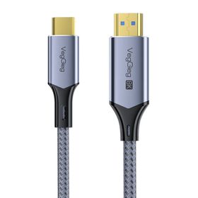 Veggieg 2 mt USB-C to HDMI Kablo 8K 60 Hz 4K 240 Hz 48 GBPS HDR 3D Destekli Örgülü Görüntü Aktarım Kablosu