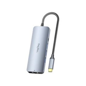 Veggieg 3.5 mm 4K 60 Hz HDMI Gigabit Ethernet 3 USB-A 2 Type-C Aux SD Micro SD Kart Okuyucu Çevirici Çoklayıcı Hub