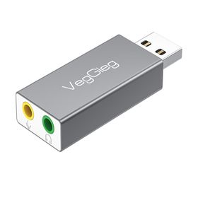 Veggieg 3.5 mm USB Kulaklık ve Mikrofon Girişli Harici Ses Kartı Adaptörü