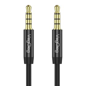 Veggieg 5 mt 3.5 mm TRRS 4 Kutuplu Mikrofon Destekli Erkek to Erkek Jack Hi-Fi Stereo Aux Ses Kablosu