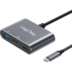 Veggieg PD100W Type-C to 4K HDMI Type-C USB-A 3.0 Hub Dönüştürücü Adaptör
