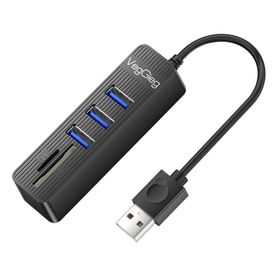 Veggieg USB 2.0 SD Micro SD Kart Okuyucu ve 3 Port USB Çoklayıcı Hub