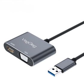 Veggieg USB-A to 4K 30 Hz HDMI ve 1080P 60 Hz VGA Görüntü Çevirici Kablo