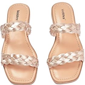 Veittes 7021 Düz Slip Altın Kadın Sandalet