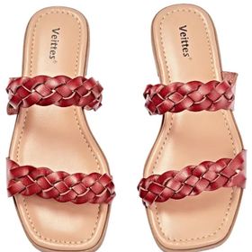 Veittes 7021 Düz Slip Kahverengi Kadın Sandalet
