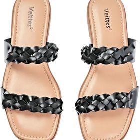 Veittes 7021 Düz Slip Siyah Kadın Sandalet