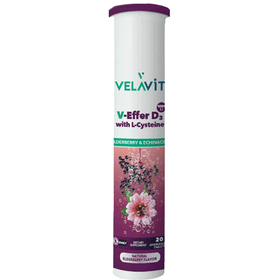 Velavit V-Effer D3 with L-Cysteine Kara Mürver Aromalı 20 Efervesan Tablet