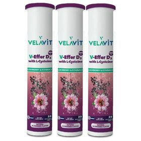 Velavit V-Effer D3 with L-Cysteine Kara Mürver Aromalı 3x20 Efervesan Tablet