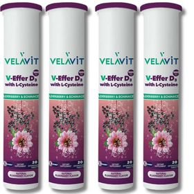 Velavit V-Effer D3 with L-Cysteine Kara Mürver Aromalı 4x20 Efervesan Tablet