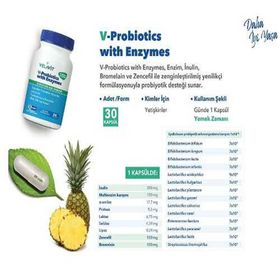 Velavit V-Probiotics Enzymes 30 Kapsül