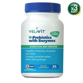 Velavit V-Probiotics with Enzymes 3x30 Kapsül