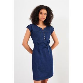 Vena 6Y236661DB Kadın Riva Koyu Mavi Önü Düğmeli Regular Fit Jean Elbise