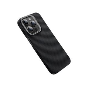 Vendas Apple iPhone 15 Pro Max Magsafe Şarj Özellikli 600D Kevlar Zore Krek Karbon Standlı Kapak Cep Telefonu Kılıfı