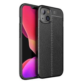 Vendas iPhone 14 Deri Desenli Niss Dikiş Tasarımlı Darbe Dirençli Silikon Seramik Nano Cep Telefonu Kılıfı