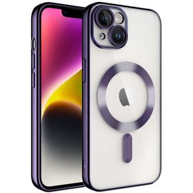 Vendas iPhone 14 Plus Demre Serisi Kamera Korumalı Magsafe Wireless Şarj Özellikli Elektroplated Cep Telefonu Kılıfı