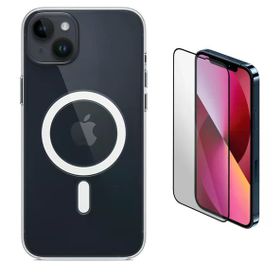 Vendas iPhone 14 Plus Magsafe Şarj Destekli Darbe Dirençli Fit Hard Silikon Cam Ekran Koruyucu Cep Telefonu Kılıfı
