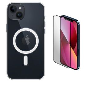 Vendas iPhone 14 Plus Magsafe Şarj Destekli Darbe Dirençli Fit Hard Silikon Cam Ekran Koruyucu Cep Telefonu Kılıfı