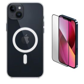 Vendas iPhone 14 Plus Magsafe Şarj Destekli Darbe Dirençli Fit Hard Silikon Cam Ekran Koruyucu Cep Telefonu Kılıfı