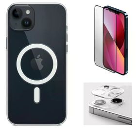 Vendas iPhone 14 Plus Magsafe Şarj Destekli Darbe Dirençli Fit Hard Silikon Cam Kamera Lens Cep Telefonu Kılıfı