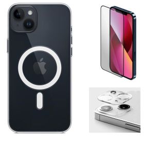 Vendas iPhone 14 Plus Magsafe Şarj Destekli Darbe Dirençli Fit Hard Silikon Cam Kamera Lens Cep Telefonu Kılıfı