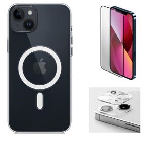 Vendas iPhone 14 Plus Magsafe Şarj Destekli Darbe Dirençli Fit Hard Silikon Cam Kamera Lens Cep Telefonu Kılıfı