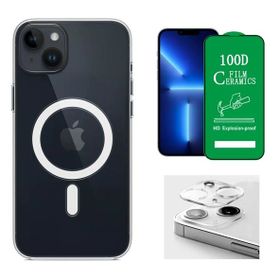 Vendas iPhone 14 Plus Magsafe Şarj Destekli Darbe Dirençli Fit Hard Silikon Kamera Lens Nano Cep Telefonu Kılıfı
