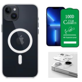 Vendas iPhone 14 Plus Magsafe Şarj Destekli Darbe Dirençli Fit Hard Silikon Kamera Lens Nano Cep Telefonu Kılıfı